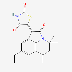 molecular formula C19H20N2O3S B11027462 (5Z)-5-(8-ethyl-4,4,6-trimethyl-2-oxo-5,6-dihydro-4H-pyrrolo[3,2,1-ij]quinolin-1(2H)-ylidene)-1,3-thiazolidine-2,4-dione 