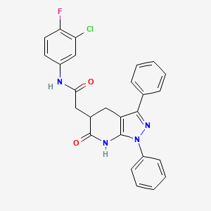 N-(3-chloro-4-fluorophenyl)-2-(6-oxo-1,3-diphenyl-4,5,6,7-tetrahydro-1H-pyrazolo[3,4-b]pyridin-5-yl)acetamide