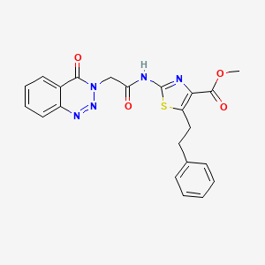 molecular formula C22H19N5O4S B11027512 methyl 2-{[(4-oxo-1,2,3-benzotriazin-3(4H)-yl)acetyl]amino}-5-(2-phenylethyl)-1,3-thiazole-4-carboxylate 