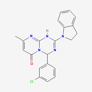 molecular formula C21H18ClN5O B11027517 4-(3-chlorophenyl)-2-(2,3-dihydro-1H-indol-1-yl)-8-methyl-1,4-dihydro-6H-pyrimido[1,2-a][1,3,5]triazin-6-one 