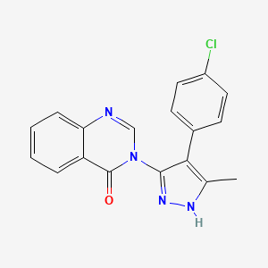 molecular formula C18H13ClN4O B11027524 3-[4-(4-chlorophenyl)-3-methyl-1H-pyrazol-5-yl]quinazolin-4(3H)-one 