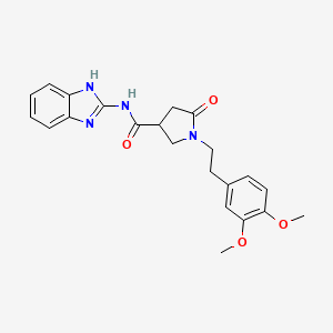 molecular formula C22H24N4O4 B11027566 N-(1,3-dihydro-2H-benzimidazol-2-ylidene)-1-[2-(3,4-dimethoxyphenyl)ethyl]-5-oxopyrrolidine-3-carboxamide 