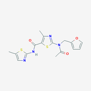 2-[acetyl(furan-2-ylmethyl)amino]-4-methyl-N-(5-methyl-1,3-thiazol-2-yl)-1,3-thiazole-5-carboxamide