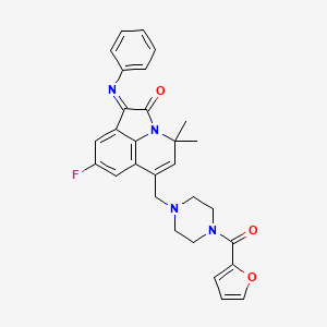 8-Fluoro-6-{[4-(2-furylcarbonyl)piperazino]methyl}-4,4-dimethyl-1-(phenylimino)-4H-pyrrolo[3,2,1-IJ]quinolin-2-one