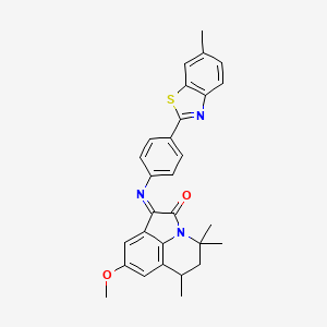 (1Z)-8-methoxy-4,4,6-trimethyl-1-{[4-(6-methyl-1,3-benzothiazol-2-yl)phenyl]imino}-5,6-dihydro-4H-pyrrolo[3,2,1-ij]quinolin-2(1H)-one