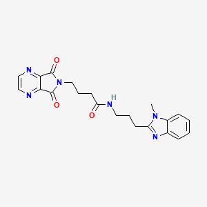 molecular formula C21H22N6O3 B11027743 4-(5,7-dioxo-5,7-dihydro-6H-pyrrolo[3,4-b]pyrazin-6-yl)-N-[3-(1-methyl-1H-benzimidazol-2-yl)propyl]butanamide 