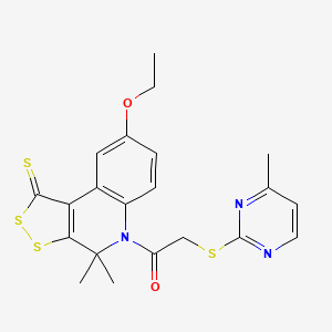 1-(8-ethoxy-4,4-dimethyl-1-thioxo-1,4-dihydro-5H-[1,2]dithiolo[3,4-c]quinolin-5-yl)-2-[(4-methylpyrimidin-2-yl)sulfanyl]ethanone