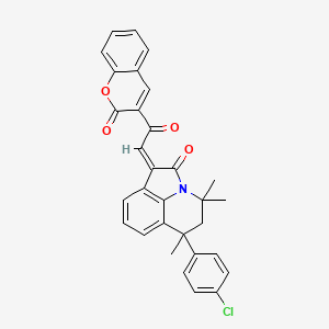 (1Z)-6-(4-chlorophenyl)-4,4,6-trimethyl-1-[2-oxo-2-(2-oxo-2H-chromen-3-yl)ethylidene]-5,6-dihydro-4H-pyrrolo[3,2,1-ij]quinolin-2(1H)-one