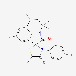 molecular formula C24H23FN2O2S B11027837 3'-(4-fluorophenyl)-4,4,5',6,8-pentamethyl-4H,4'H-spiro[pyrrolo[3,2,1-ij]quinoline-1,2'-[1,3]thiazolidine]-2,4'-dione 