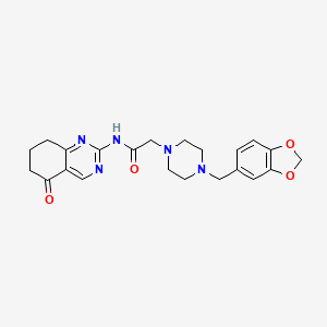 molecular formula C22H25N5O4 B11027851 2-[4-(1,3-benzodioxol-5-ylmethyl)piperazin-1-yl]-N-(5-oxo-5,6,7,8-tetrahydroquinazolin-2-yl)acetamide 