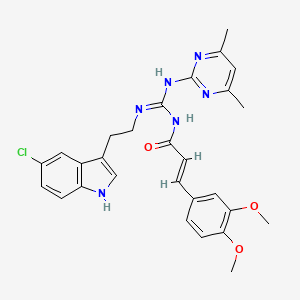 molecular formula C28H29ClN6O3 B11027890 (2E)-N-{(E)-{[2-(5-chloro-1H-indol-3-yl)ethyl]amino}[(4,6-dimethylpyrimidin-2-yl)amino]methylidene}-3-(3,4-dimethoxyphenyl)prop-2-enamide 