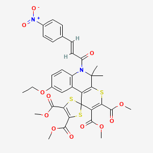 molecular formula C35H32N2O12S3 B11027907 tetramethyl 9'-ethoxy-5',5'-dimethyl-6'-[(2E)-3-(4-nitrophenyl)prop-2-enoyl]-5',6'-dihydrospiro[1,3-dithiole-2,1'-thiopyrano[2,3-c]quinoline]-2',3',4,5-tetracarboxylate 