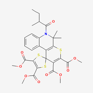 Tetramethyl 5',5'-dimethyl-6'-(2-methylbutanoyl)-5',6'-dihydrospiro[1,3-dithiole-2,1'-thiopyrano[2,3-c]quinoline]-2',3',4,5-tetracarboxylate