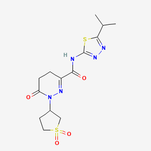 molecular formula C14H19N5O4S2 B11027925 1-(1,1-dioxidotetrahydrothiophen-3-yl)-6-oxo-N-[(2E)-5-(propan-2-yl)-1,3,4-thiadiazol-2(3H)-ylidene]-1,4,5,6-tetrahydropyridazine-3-carboxamide 