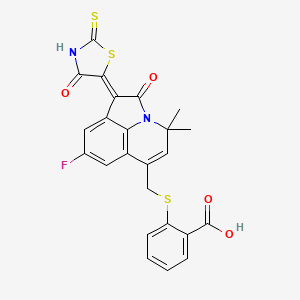 2-({[(1Z)-8-fluoro-4,4-dimethyl-2-oxo-1-(4-oxo-2-thioxo-1,3-thiazolidin-5-ylidene)-1,2-dihydro-4H-pyrrolo[3,2,1-ij]quinolin-6-yl]methyl}sulfanyl)benzoic acid