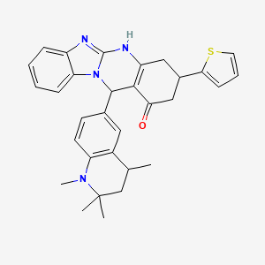 12-(1,2,2,4-tetramethyl-1,2,3,4-tetrahydroquinolin-6-yl)-3-(thiophen-2-yl)-3,4,5,12-tetrahydrobenzimidazo[2,1-b]quinazolin-1(2H)-one