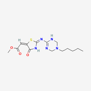 methyl (2E)-{4-oxo-2-[(5-pentyl-1,4,5,6-tetrahydro-1,3,5-triazin-2-yl)amino]-1,3-thiazol-5(4H)-ylidene}ethanoate