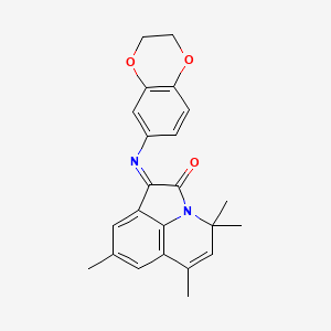 (1E)-1-(2,3-dihydro-1,4-benzodioxin-6-ylimino)-4,4,6,8-tetramethyl-4H-pyrrolo[3,2,1-ij]quinolin-2(1H)-one