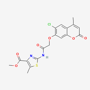 molecular formula C18H15ClN2O6S B11028020 methyl 2-({[(6-chloro-4-methyl-2-oxo-2H-chromen-7-yl)oxy]acetyl}amino)-5-methyl-1,3-thiazole-4-carboxylate 