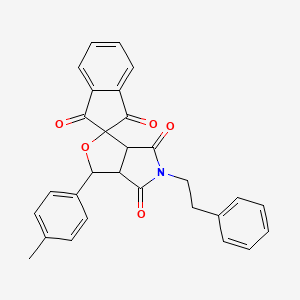 3-(4-methylphenyl)-5-(2-phenylethyl)-3a,6a-dihydrospiro[furo[3,4-c]pyrrole-1,2'-indene]-1',3',4,6(3H,5H)-tetrone