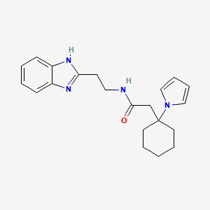 molecular formula C21H26N4O B11028081 N-[2-(1H-benzimidazol-2-yl)ethyl]-2-[1-(1H-pyrrol-1-yl)cyclohexyl]acetamide 