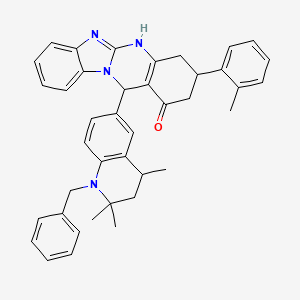 12-(1-benzyl-2,2,4-trimethyl-1,2,3,4-tetrahydroquinolin-6-yl)-3-(2-methylphenyl)-3,4,5,12-tetrahydrobenzimidazo[2,1-b]quinazolin-1(2H)-one