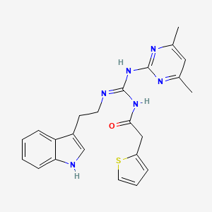 N-((1E)-[(4,6-dimethylpyrimidin-2-yl)amino]{[2-(1H-indol-3-yl)ethyl]amino}methylene)-2-(2-thienyl)acetamide