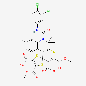 Tetramethyl 6'-[(3,4-dichlorophenyl)carbamoyl]-5',5',8'-trimethyl-5',6'-dihydrospiro[1,3-dithiole-2,1'-thiopyrano[2,3-c]quinoline]-2',3',4,5-tetracarboxylate