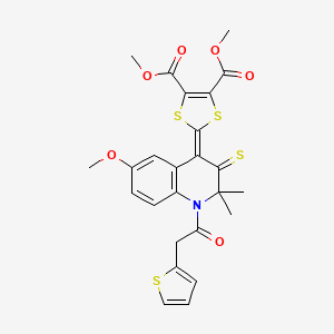 dimethyl 2-[6-methoxy-2,2-dimethyl-1-(thiophen-2-ylacetyl)-3-thioxo-2,3-dihydroquinolin-4(1H)-ylidene]-1,3-dithiole-4,5-dicarboxylate