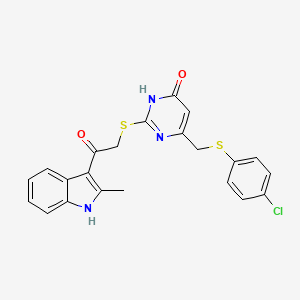 2-[(4-{[(4-chlorophenyl)sulfanyl]methyl}-6-hydroxypyrimidin-2-yl)sulfanyl]-1-(2-methyl-1H-indol-3-yl)ethanone