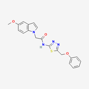 molecular formula C20H18N4O3S B11028240 2-(5-methoxy-1H-indol-1-yl)-N-[(2E)-5-(phenoxymethyl)-1,3,4-thiadiazol-2(3H)-ylidene]acetamide 