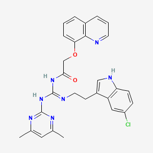 N-{(E)-{[2-(5-chloro-1H-indol-3-yl)ethyl]amino}[(4,6-dimethylpyrimidin-2-yl)amino]methylidene}-2-(quinolin-8-yloxy)acetamide