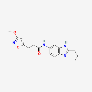 3-(3-methoxy-1,2-oxazol-5-yl)-N-[2-(2-methylpropyl)-1H-benzimidazol-6-yl]propanamide