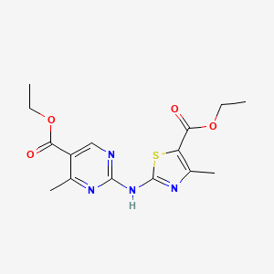 molecular formula C15H18N4O4S B11028275 Ethyl 2-{[5-(ethoxycarbonyl)-4-methyl-1,3-thiazol-2-YL]amino}-4-methylpyrimidine-5-carboxylate 