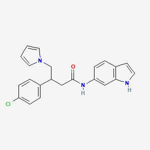 molecular formula C22H20ClN3O B11028284 3-(4-chlorophenyl)-N-(1H-indol-6-yl)-4-(1H-pyrrol-1-yl)butanamide 