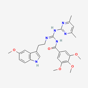 N-[(E)-[(4,6-dimethylpyrimidin-2-yl)amino]{[2-(5-methoxy-1H-indol-3-yl)ethyl]amino}methylidene]-3,4,5-trimethoxybenzamide