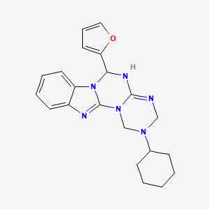 4-cyclohexyl-9-(furan-2-yl)-2,4,6,8,10,17-hexazatetracyclo[8.7.0.02,7.011,16]heptadeca-1(17),6,11,13,15-pentaene