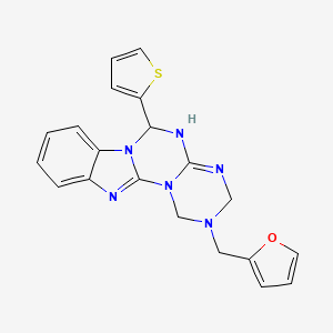 4-(furan-2-ylmethyl)-9-thiophen-2-yl-2,4,6,8,10,17-hexazatetracyclo[8.7.0.02,7.011,16]heptadeca-1(17),6,11,13,15-pentaene