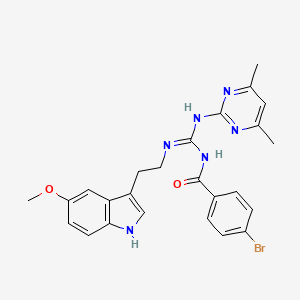 4-bromo-N-[(E)-[(4,6-dimethylpyrimidin-2-yl)amino]{[2-(5-methoxy-1H-indol-3-yl)ethyl]amino}methylidene]benzamide