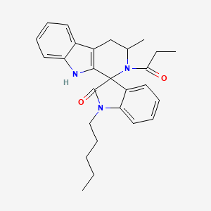 molecular formula C27H31N3O2 B11028336 3-methyl-1'-pentyl-2-propionyl-2,3,4,9-tetrahydrospiro[beta-carboline-1,3'-indol]-2'(1'H)-one 