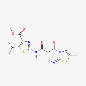 methyl 2-{[(2-methyl-5-oxo-5H-[1,3]thiazolo[3,2-a]pyrimidin-6-yl)carbonyl]amino}-5-(propan-2-yl)-1,3-thiazole-4-carboxylate