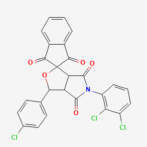 molecular formula C26H14Cl3NO5 B11028377 3-(4-chlorophenyl)-5-(2,3-dichlorophenyl)-3a,6a-dihydrospiro[furo[3,4-c]pyrrole-1,2'-indene]-1',3',4,6(3H,5H)-tetrone 