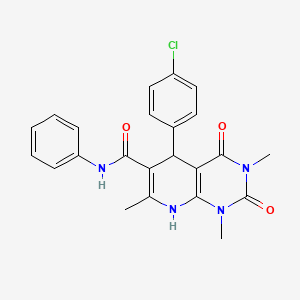 molecular formula C23H21ClN4O3 B11028410 5-(4-chlorophenyl)-1,3,7-trimethyl-2,4-dioxo-N-phenyl-1,2,3,4,5,8-hexahydropyrido[2,3-d]pyrimidine-6-carboxamide 