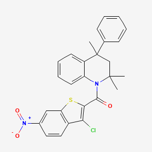 molecular formula C27H23ClN2O3S B11028420 (3-chloro-6-nitro-1-benzothiophen-2-yl)(2,2,4-trimethyl-4-phenyl-3,4-dihydroquinolin-1(2H)-yl)methanone 