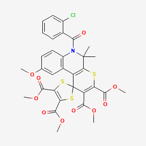 Tetramethyl 6'-[(2-chlorophenyl)carbonyl]-9'-methoxy-5',5'-dimethyl-5',6'-dihydrospiro[1,3-dithiole-2,1'-thiopyrano[2,3-c]quinoline]-2',3',4,5-tetracarboxylate