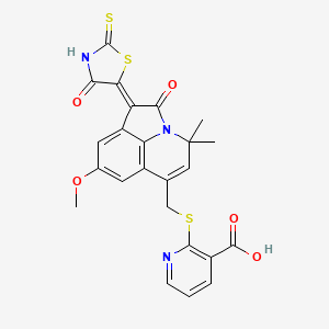 molecular formula C24H19N3O5S3 B11028513 2-({[(1Z)-8-methoxy-4,4-dimethyl-2-oxo-1-(4-oxo-2-thioxo-1,3-thiazolidin-5-ylidene)-1,2-dihydro-4H-pyrrolo[3,2,1-ij]quinolin-6-yl]methyl}sulfanyl)pyridine-3-carboxylic acid 