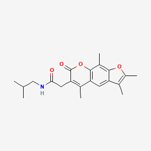 molecular formula C21H25NO4 B11028514 N-(2-methylpropyl)-2-(2,3,5,9-tetramethyl-7-oxo-7H-furo[3,2-g]chromen-6-yl)acetamide 