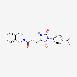 molecular formula C24H27N3O3 B11028523 5-[3-(3,4-dihydroisoquinolin-2(1H)-yl)-3-oxopropyl]-3-[4-(propan-2-yl)phenyl]imidazolidine-2,4-dione 