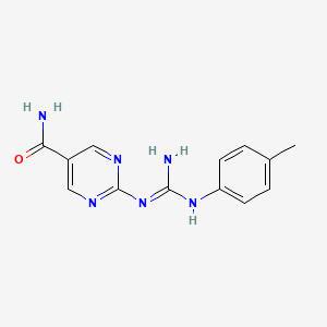 2-[N'-(4-methylphenyl)carbamimidamido]pyrimidine-5-carboxamide