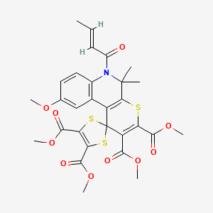 tetramethyl 6'-[(2E)-but-2-enoyl]-9'-methoxy-5',5'-dimethyl-5',6'-dihydrospiro[1,3-dithiole-2,1'-thiopyrano[2,3-c]quinoline]-2',3',4,5-tetracarboxylate